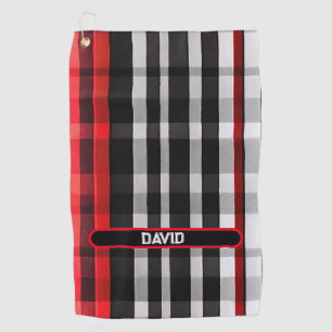 Popular Abstract Red Black Plaid Collection Golf Towel