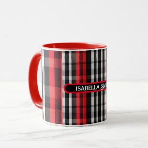 Popular Abstract Red Black Plaid Collection Mug