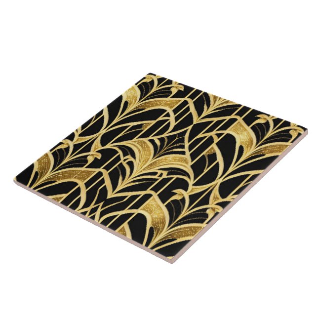 Popular Art Deco Black Gold Collection Ceramic Tile (Side)