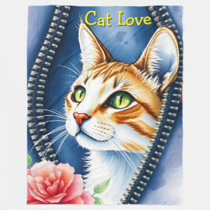 Popular Beautiful Cute Watercolor Cat Collection Fleece Blanket