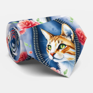 Popular Beautiful Cute Watercolor Cat Collection Tie
