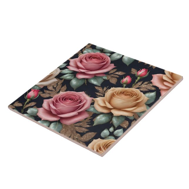 Popular Beautiful Linen Roses Collection Ceramic Tile (Side)