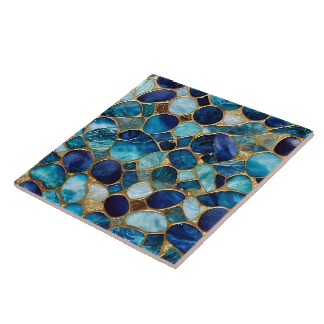 Popular Beautiful Ocean Blue Gold Collection Ceramic Tile (Side)