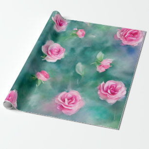 Popular Beautiful Watercolor Pink Roses Collection Wrapping Paper