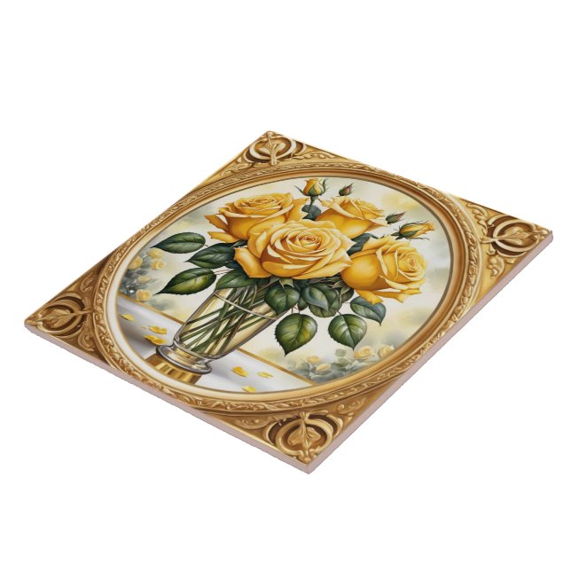 Popular Beautiful Yellow Rose Collection Ceramic Tile (Side)