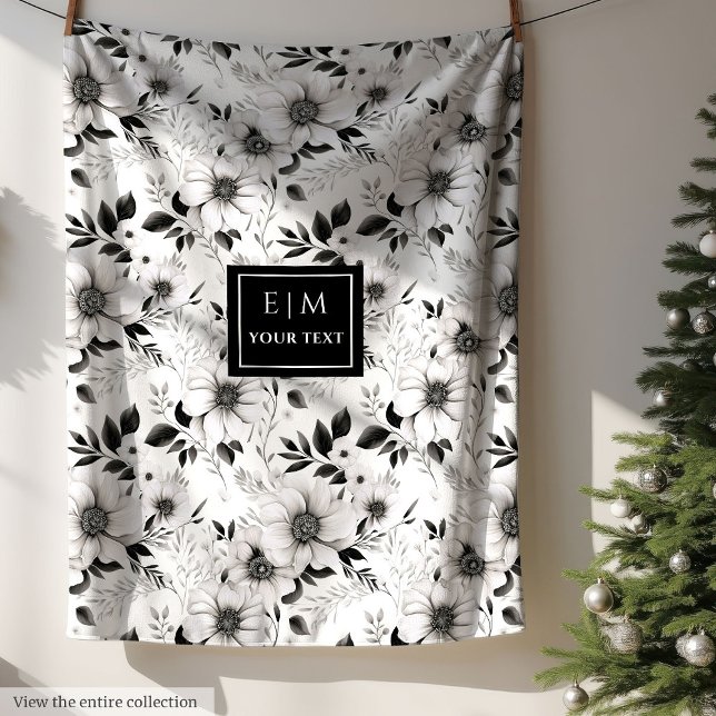 Popular black and white botanical blanket gift (Popular black and white botanical blanket gift)