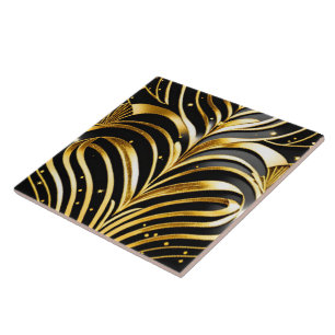 Popular Black Gold Art Deco Collection Ceramic Tile