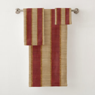 Popular Burgundy Gold Luxury Linen Collection Bath Towel Set