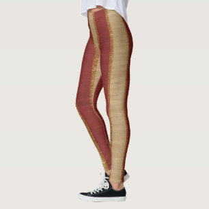 Popular Burgundy Gold Luxury Linen Collection Leggings