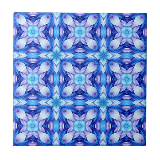 Popular captivating pattern in blue and violet ceramic tile (Front)