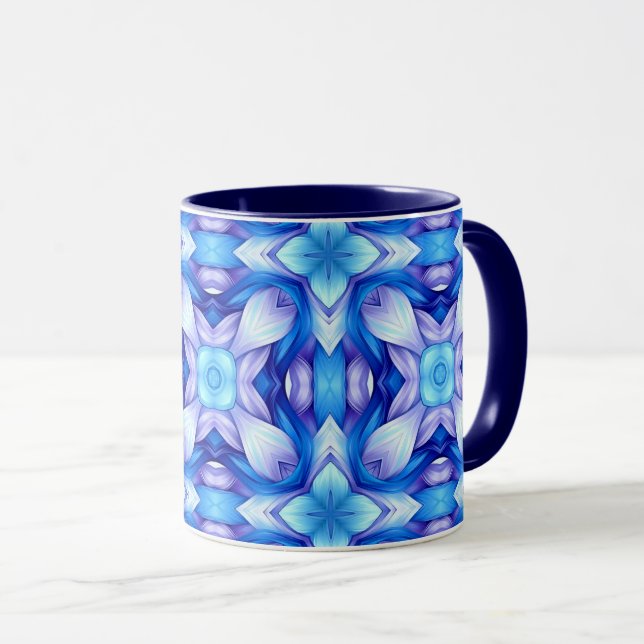 Popular captivating pattern in blue and violet mug (Front Right)