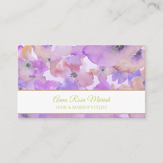 *~* Popular Chic Floral Pattern Girly Spa Beauty Business Card (Front)