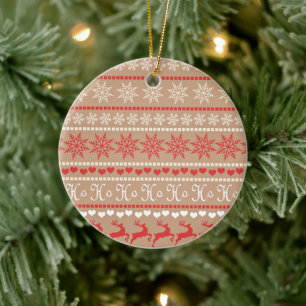 Popular Christmas Holiday pattern Ceramic Ornament