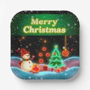 Popular Christmas Neon Holiday Collection Paper Plate