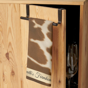 Popular Elegant Cow Faux Leather Collection Tea Towel