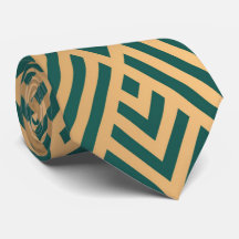 Popular gold green art deco pattern tie