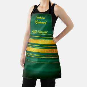 Popular Green Gold Luxury Linen Texture Collection Apron
