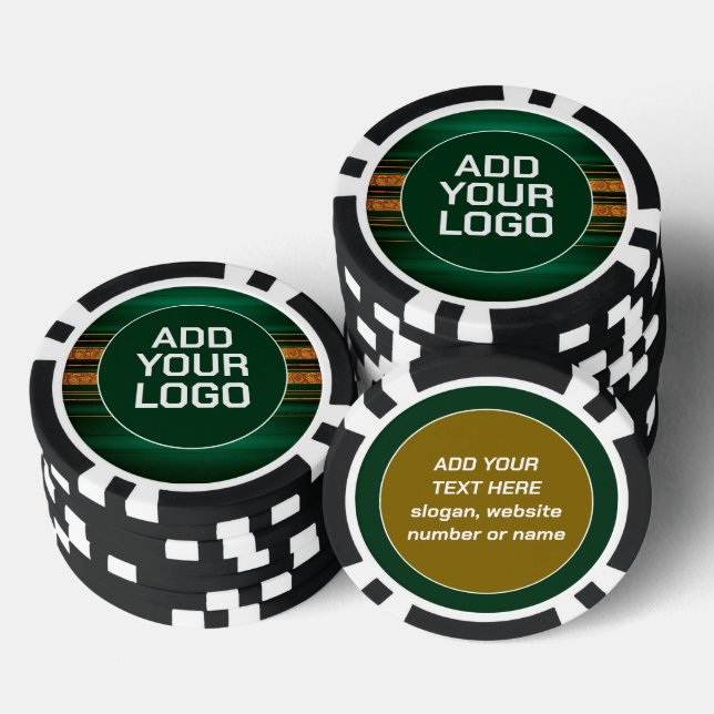 Popular Green Gold Luxury Linen Texture Collection Poker Chips (Stack)