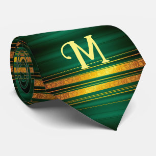 Popular Green Gold Luxury Linen Texture Collection Tie