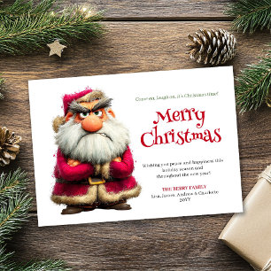 Popular grumpy Claus editable Christmas greeting Holiday Card