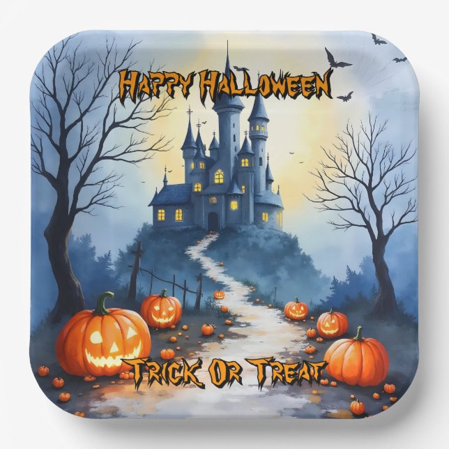 Popular Halloween Spooky Cute Collection Paper Plate (Front)