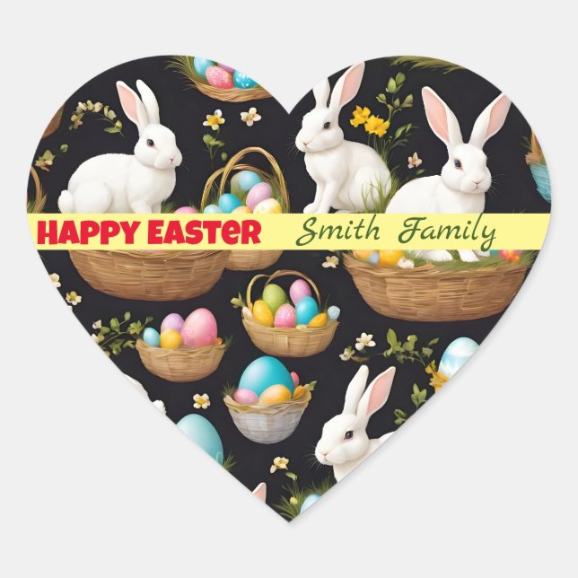 Popular Happy Easter Collection Heart Sticker (Front)