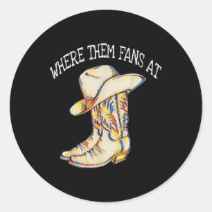 Popular Line Dance Song With Cowboy Hat & Boot Classic Round Sticker