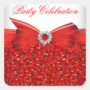 Popular Luxury Glitter Red  Bow Sticker