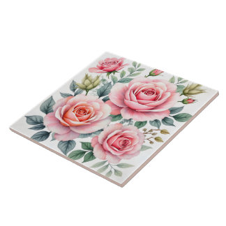Popular Luxury Pink Roses Beautiful Collection Ceramic Tile