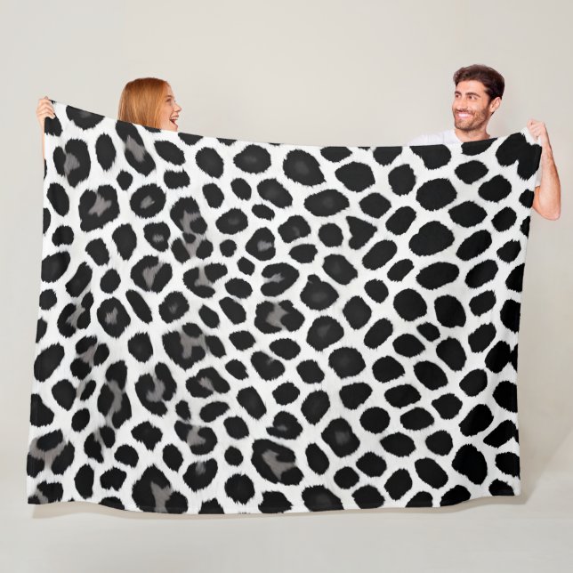 Popular Luxury White Leopard Elegant Collection Fleece Blanket (In Situ)