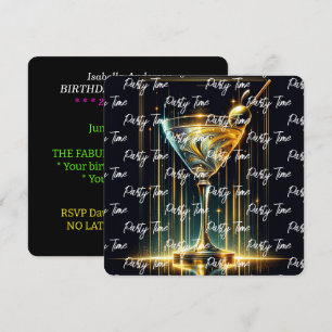 Popular Neon Party Time Personalised Invitation