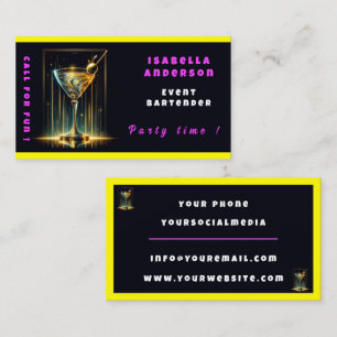 Popular Neon Party Time Personalised Professional Business Card