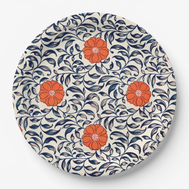 Popular Ornamental Floral Pattern Paper Plate (Front)