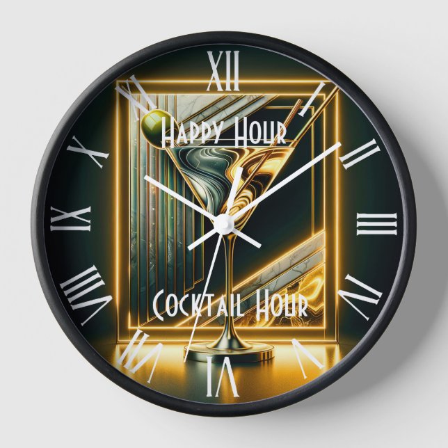 Popular Party Time Neon Personalised Clock (Front)