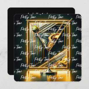 Popular Party Time Neon Personalised Invitation