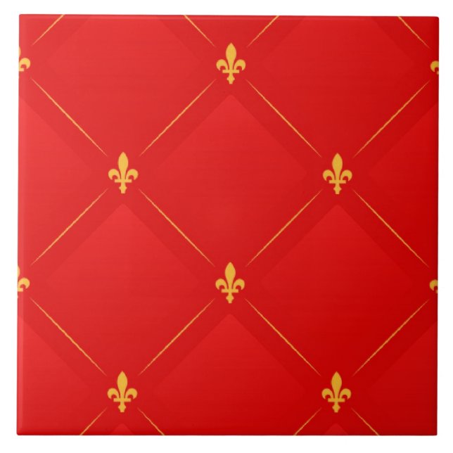 Popular pattern in red and gold ceramic tile (Front)