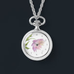 *~* Popular Peony Watercolor Pink Lavender Floral Watch<br><div class="desc">* A Lovely Lavender and pink on a glowing white background. This design is an impressive very sweet pretty watercolor peony flower gracing the face of this women's classic and classy wrap around watch. * The strap is good silver with a black leather strap. This wrap watch is timeless and...</div>