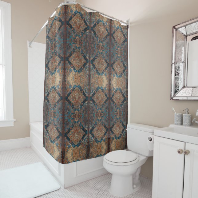 Popular Persian Beautiful Old Pattern Collection Shower Curtain (In Situ)