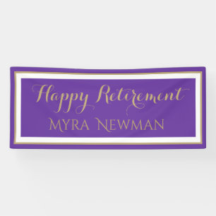 Popular pick! Happy retirement banner in purple