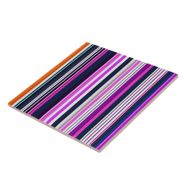 Popular Pink White Stripes Collection Ceramic Tile (Side)