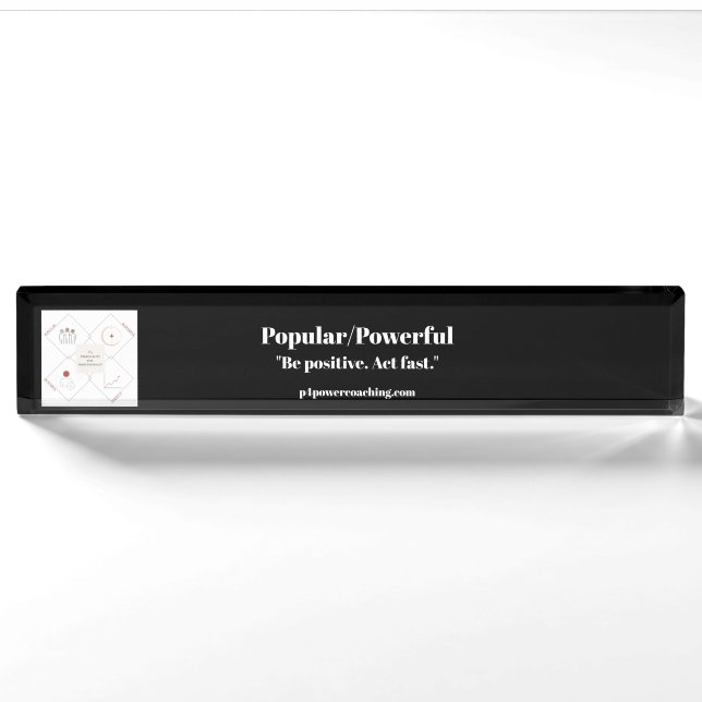 Popular/Powerful Black Acrylic Desk Plaque Nameplate (Front)