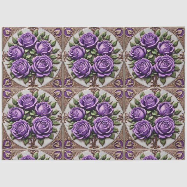 Popular Purple Roses Beautiful Collection Tissue Paper (Front)