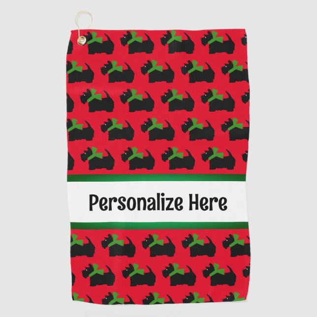 Popular Scotty Dog Personalised  Golf Towel (Front)