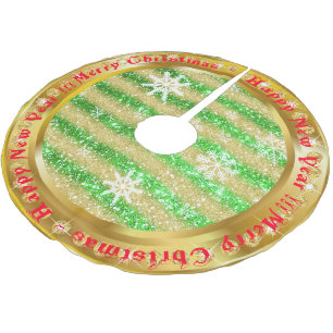 Popular Snowflake Gold Glitter Green Brushed Polyester Tree Skirt