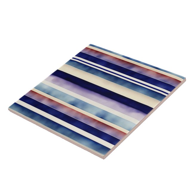 Popular Summer Navy Blue Boat Stripes Collection Ceramic Tile (Side)