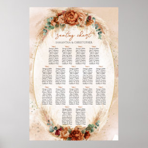 Popular terracotta burgundy floral eucalyptus sage poster