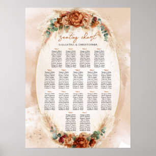 Popular terracotta burgundy floral eucalyptus sage poster