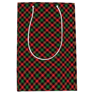 Popular Trendy Red Black Green Christmas Plaid Medium Gift Bag