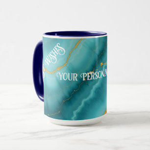 Popular Turquoise Blue Gold Marble Collection Mug