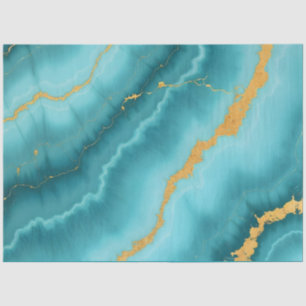 Popular Turquoise Blue Gold Marble Collection Tissue Paper